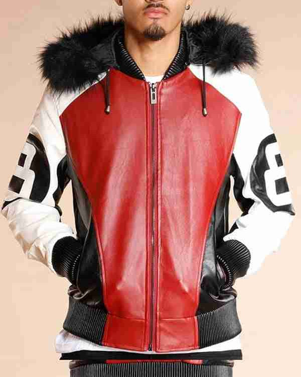 8 Ball Shearling Bomber Leather Jacket