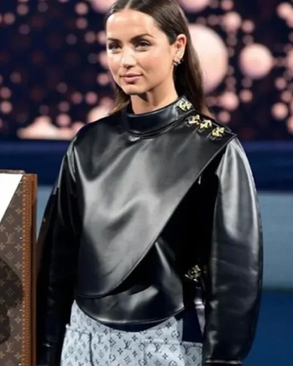 Ana De Armas Australian Open Black Leather Top