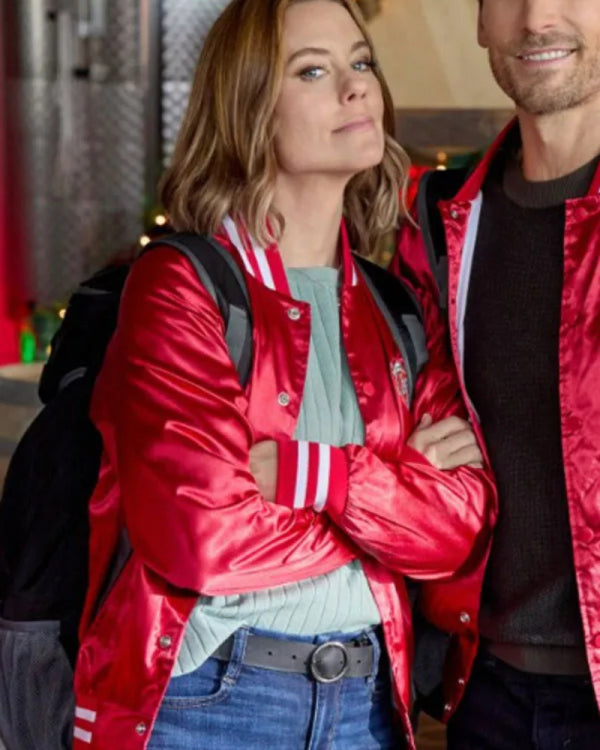 Ashley Williams Jingle Bell Run 2024 Red Bomber Jacket