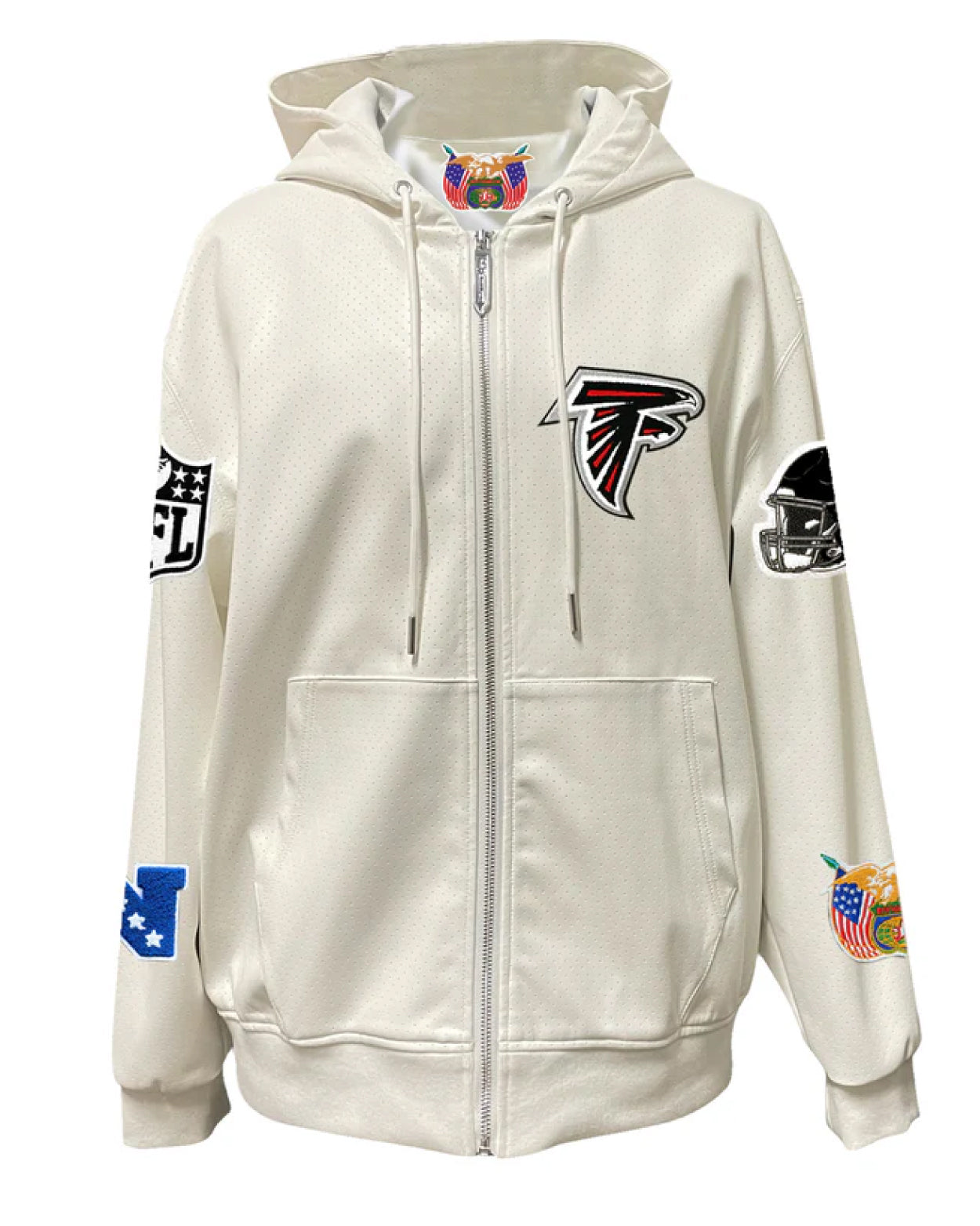 Atlanta Falcons Lightweight White Vegan Zip-up Hooded Jacket