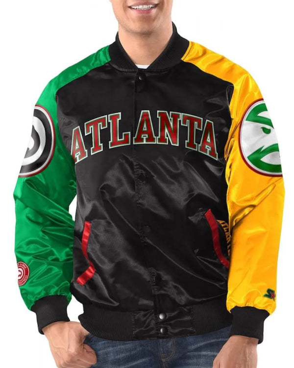 Atlanta Hawks Ty Mopkins Black/Red Varsity Satin Jacket