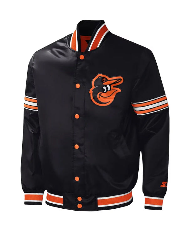 Baltimore Orioles Midfield Black Satin Jacket