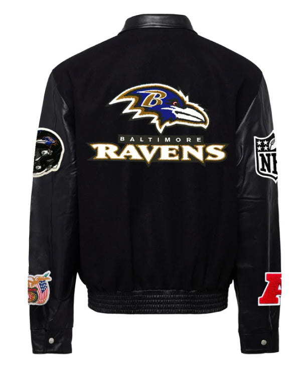 Baltimore Ravens Black/black Wool & Leather Varsity Jacket