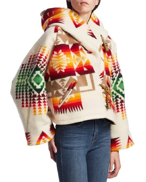 Beth Dutton Poncho Style Hooded Aztec Coat