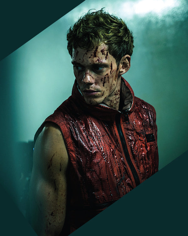 Bill Skarsgård Boy Kills World Red Vest