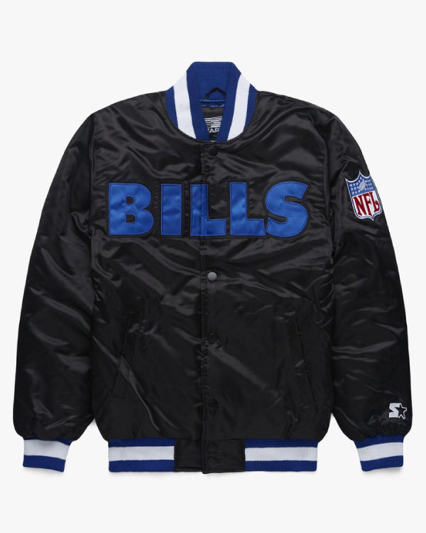 Bills Blackout Satin Varsity Jacket