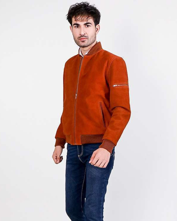 Blain Brown Suede Bomber Jacket