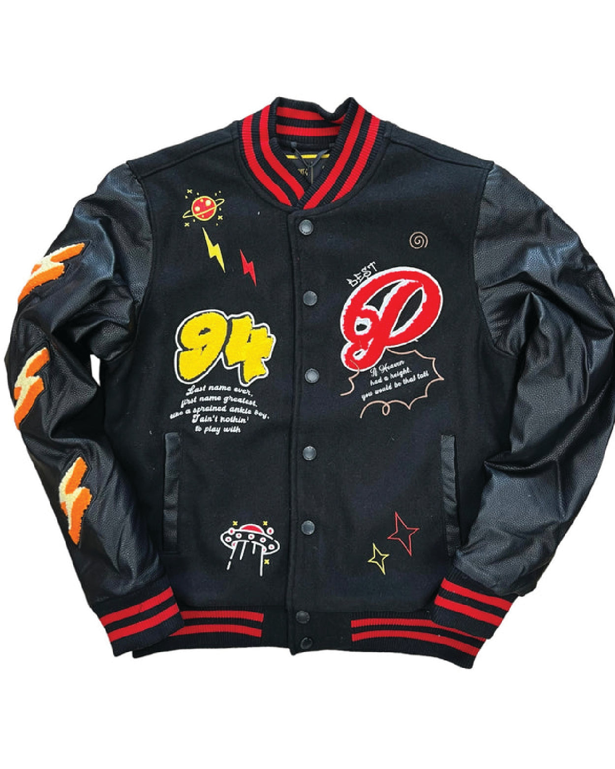 Bleecker & Mercer Stay Positive Black Varsity Jacket