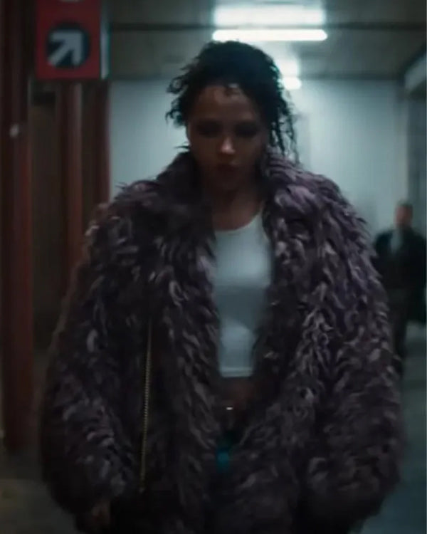 Blink Twice 2024 Naomi Ackie Fur Jacket