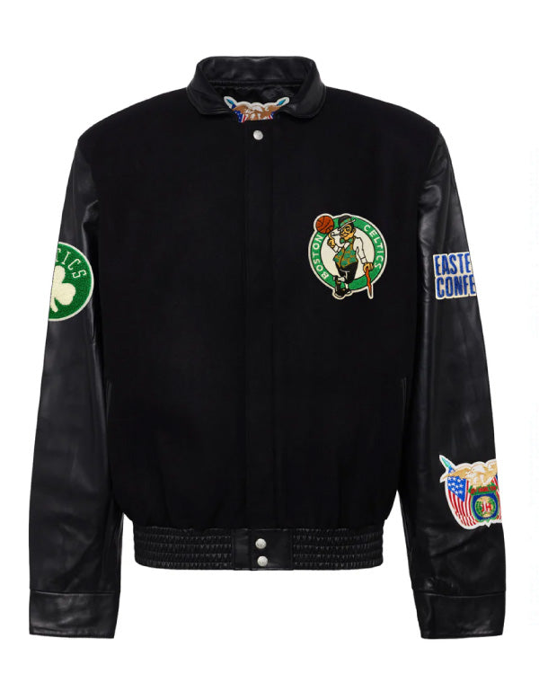 Boston Celtics Black Wool & Leather Jacket