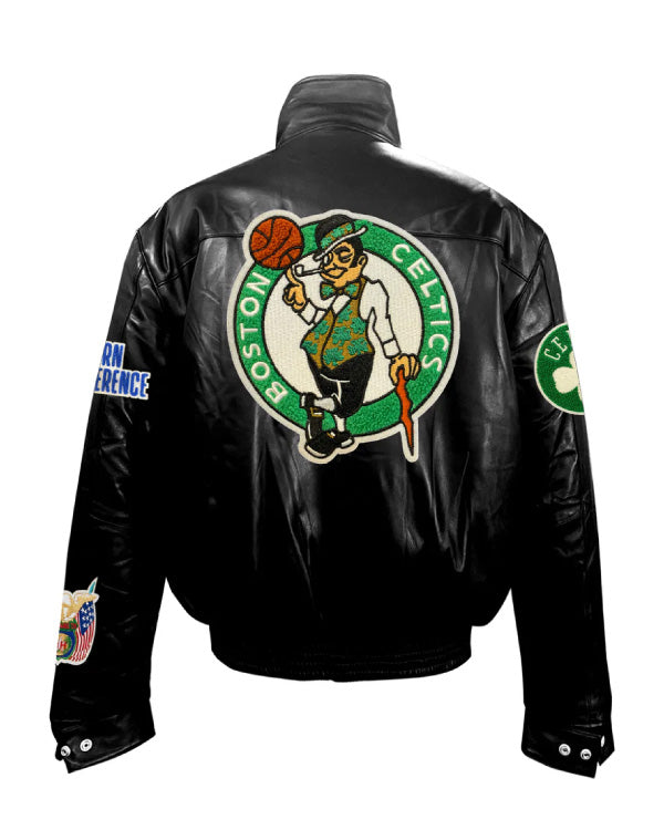 Boston Celtics Full Black Leather Jacket