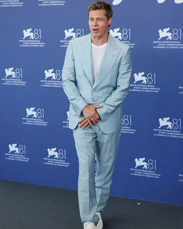 Brad Pitt Venice International Festival Blue Suit