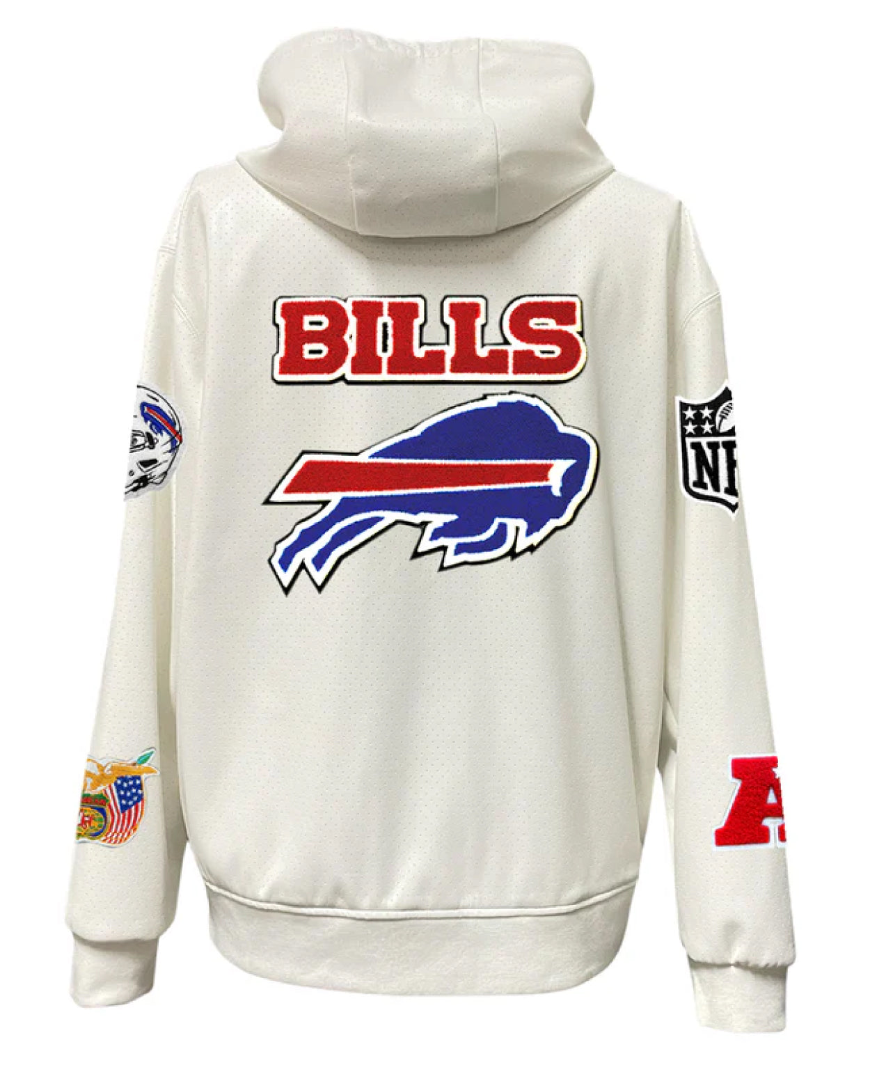 Buffalo Bills Lightweight White Vegan Zip-up Hooded Jacket