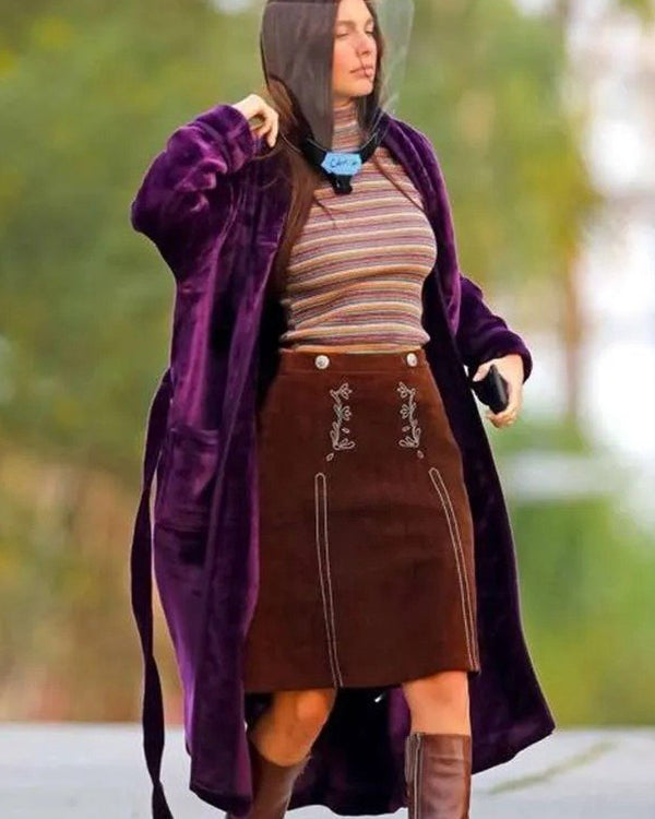 Daisy Jones & The Six 2023 Camila Morrone Purple Velvet Coat