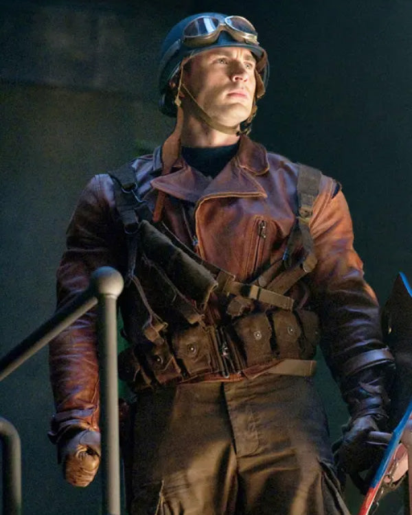 Captain America WW2 Brown Leather Jacket