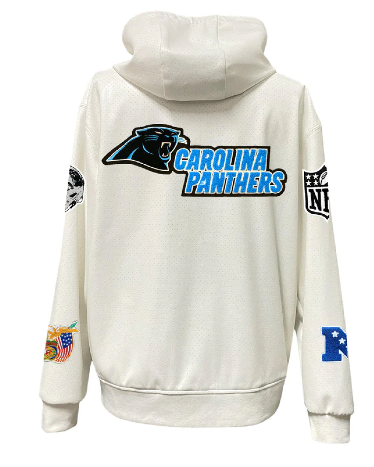 Carolina Panthers Lightweight White Vegan Zip-up Hooded Jacket