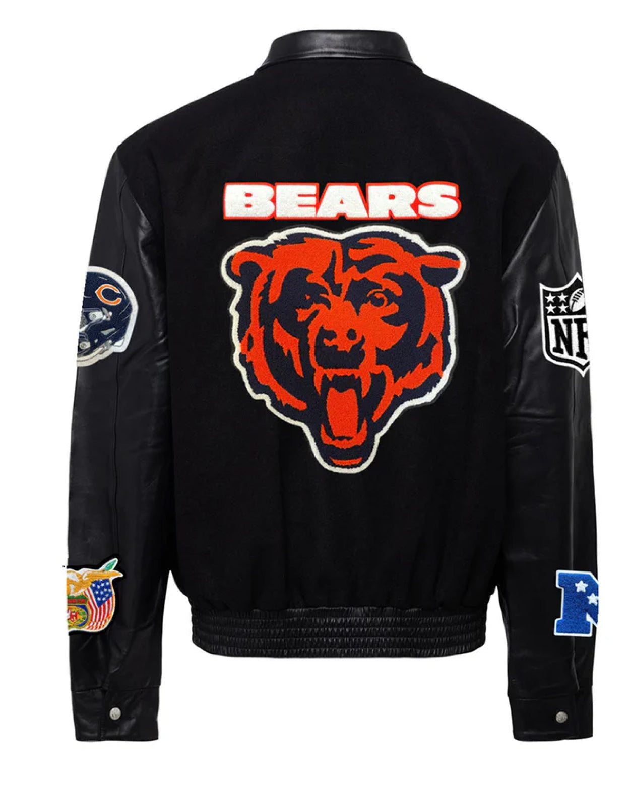 Chicago Bears Black/black Wool & Leather Jacket