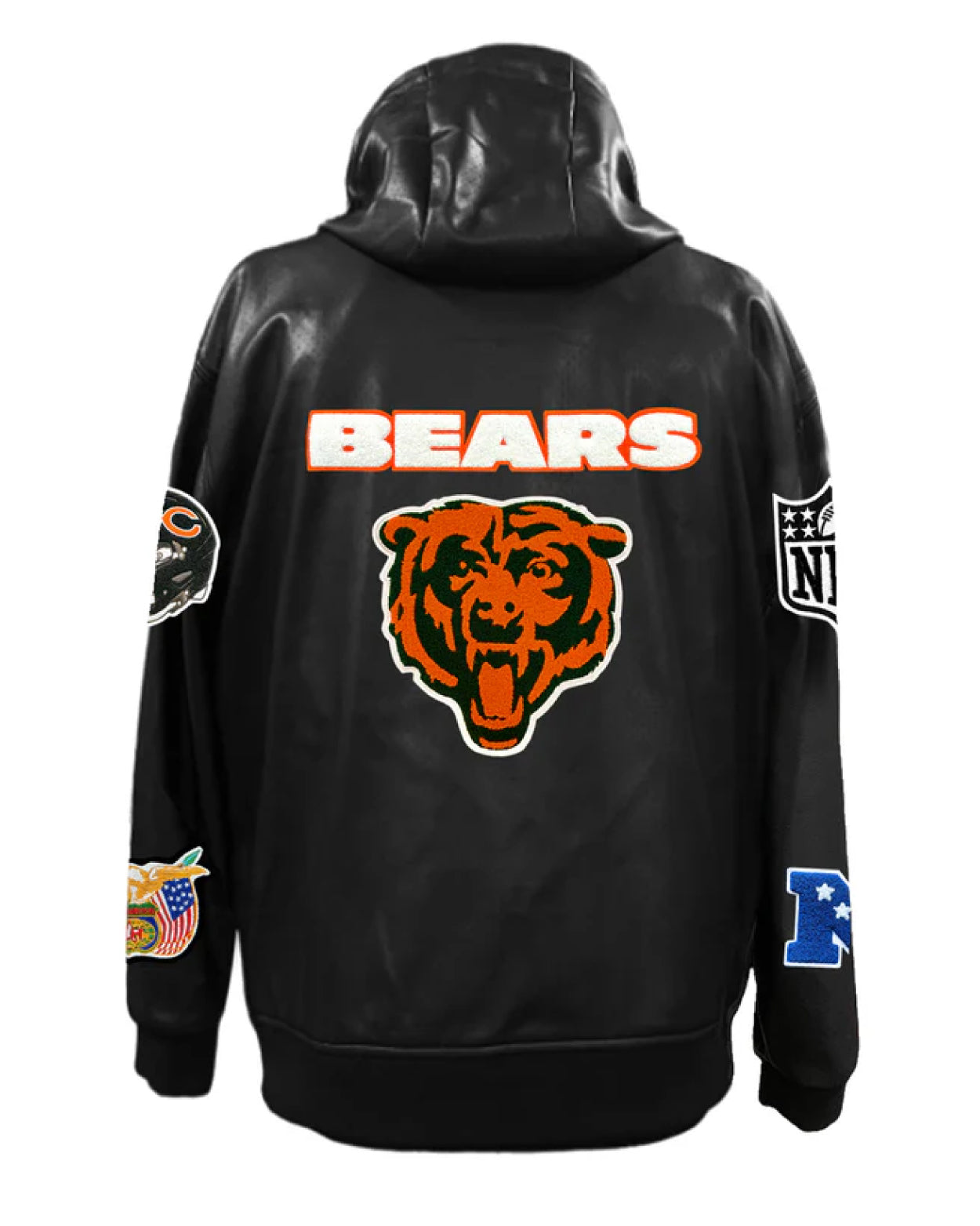 Chicago Bears Lightweight Black Vegan Zip-up Hooded Jacket