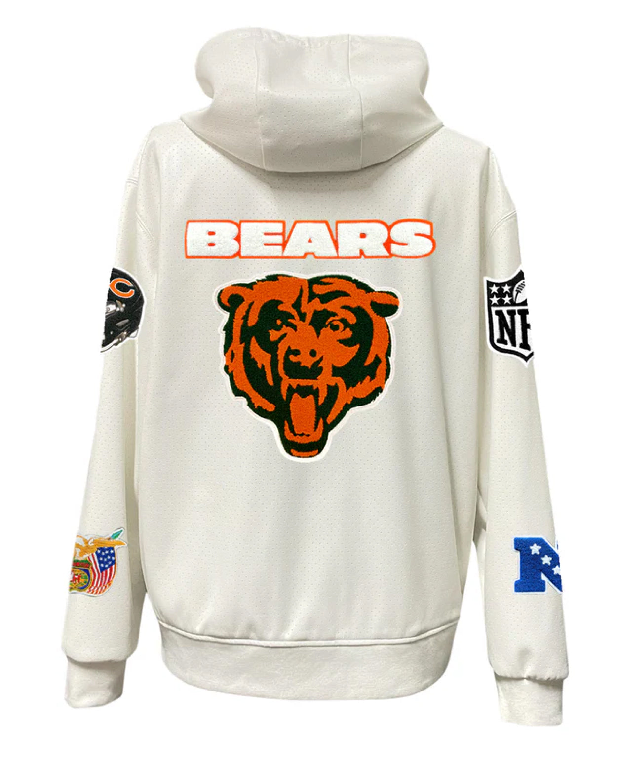 Chicago Bears Lightweight White Vegan Zip-up Hooded Jacket