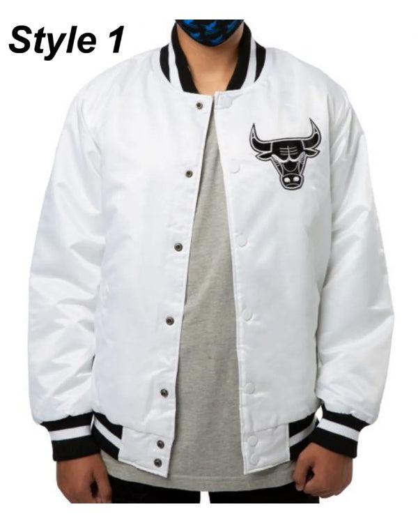 Chicago Bulls White Satin Jacket