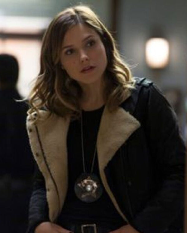 Chicago P.D. Erin Lindsay Black Shearling Fur Leather Jacket