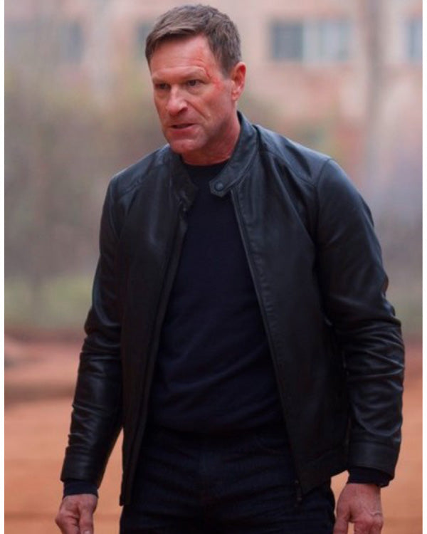 Chief Of Station 2024 Aaron Eckhart Black Leather Jacket