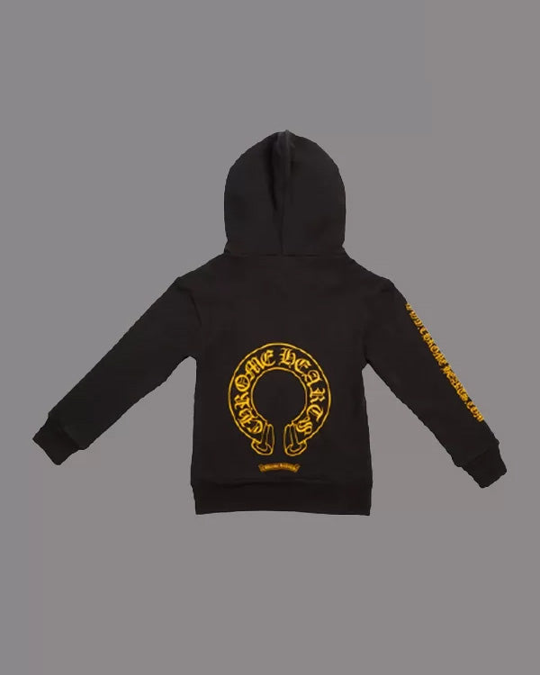 Chrome Hearts Kids Yellow Zip-up Hoodie – Black