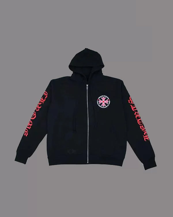 Chrome Hearts Made In Hollywood Plus Cross Zip Up Hoodie – Black