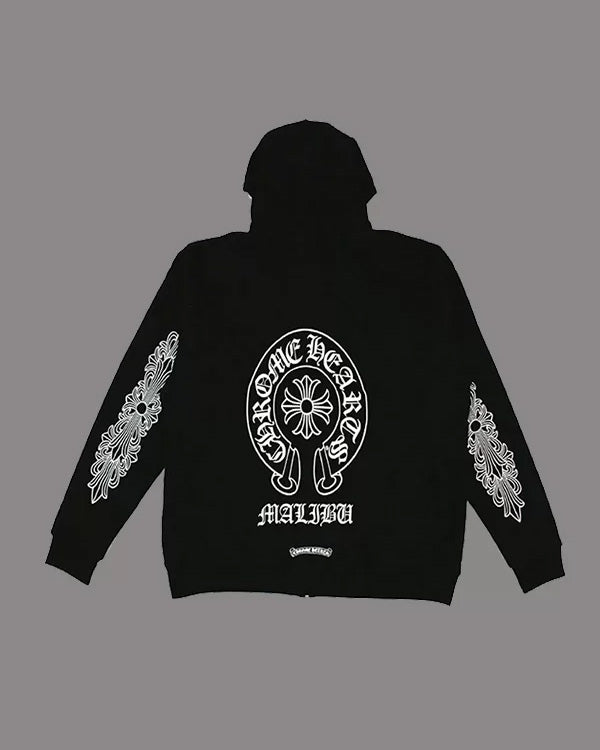 Chrome Hearts Malibu Exclusive Horse Shoe Zip Up Hoodie – Black