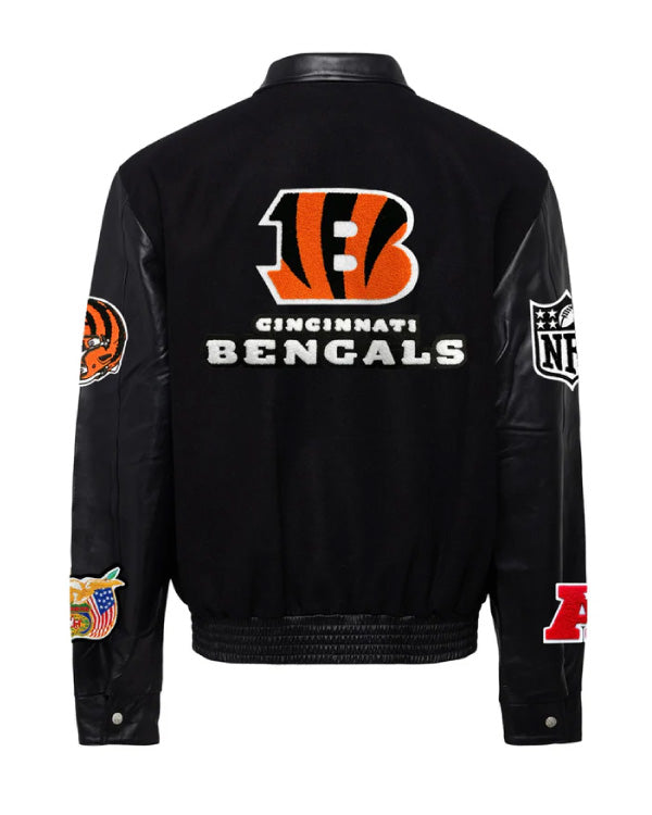 Cincinnati Bengals Black/black Wool & Leather Varsity Jacket