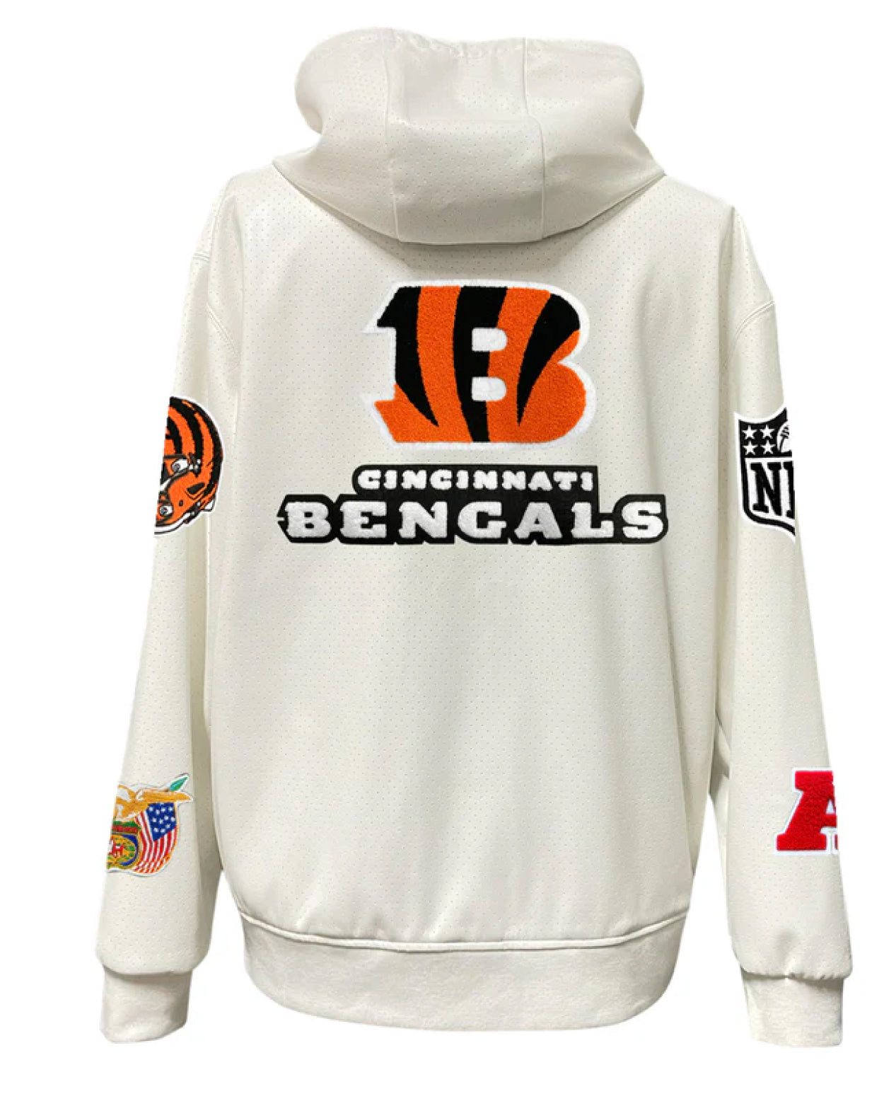 Cincinnati Bengals Lightweight White Vegan Zip-up Hooded Jacket