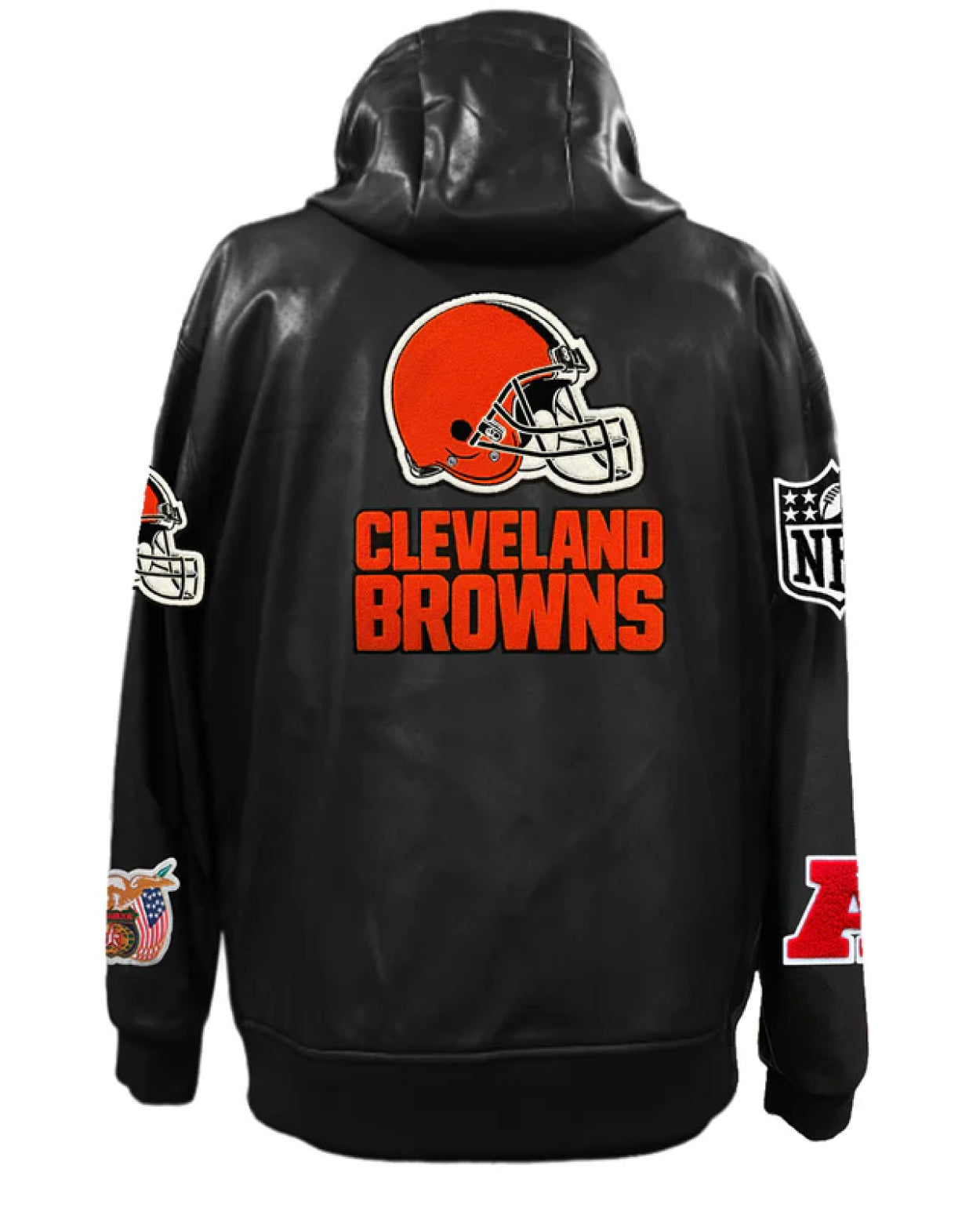 Cleveland Browns Lightweight Black Vegan Zip-up Hooded Jacket