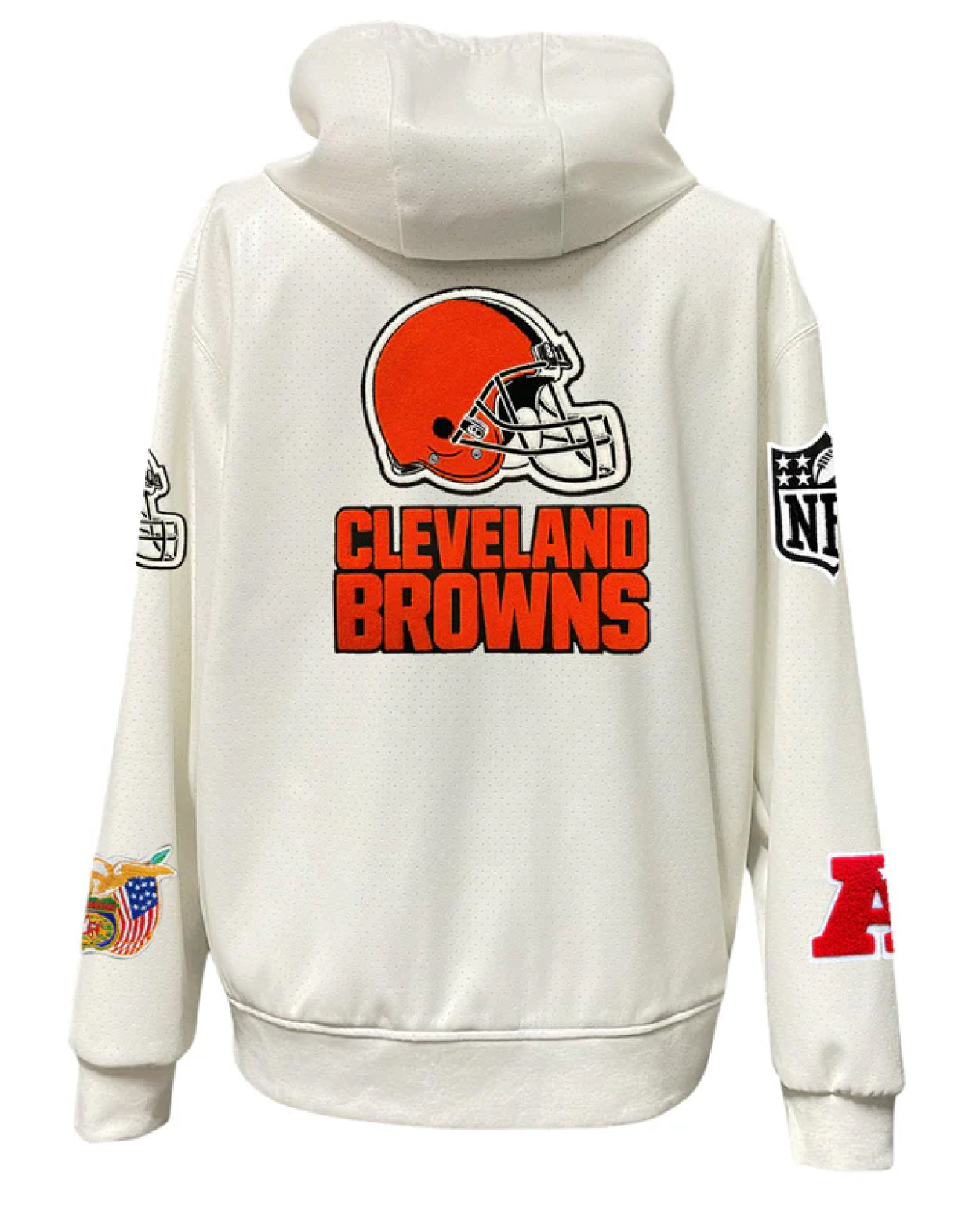 Cleveland Browns Lightweight White Vegan Zip-up Hooded Jacket