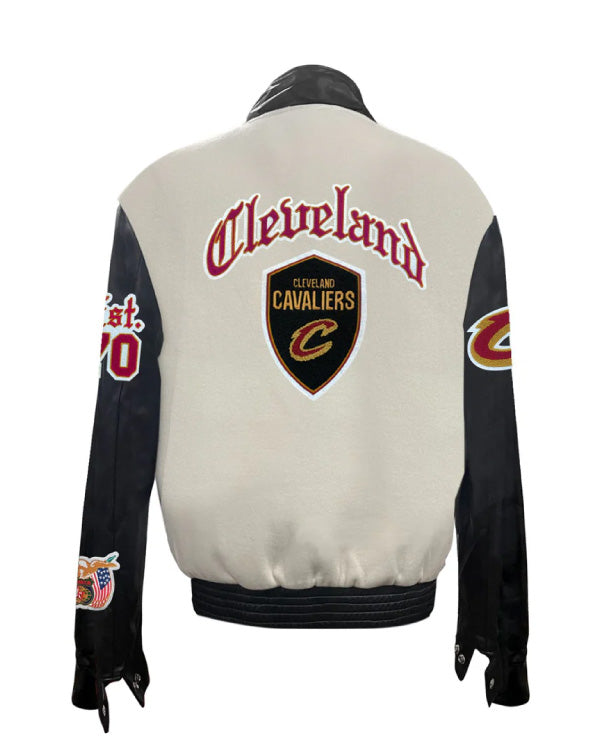 Cleveland Cavaliers Off-white Wool & Leather Jacket