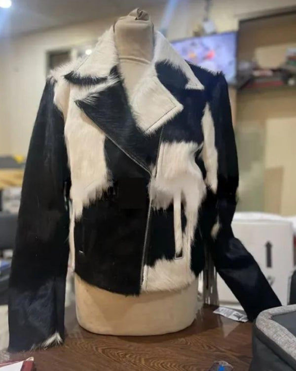 Cowhide Black And White Fringe Jacket