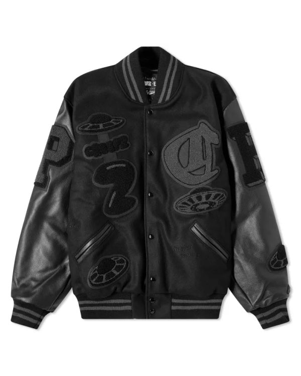 Creepz Invasion Leather Melton Varsity Jacket - End. Exclusive