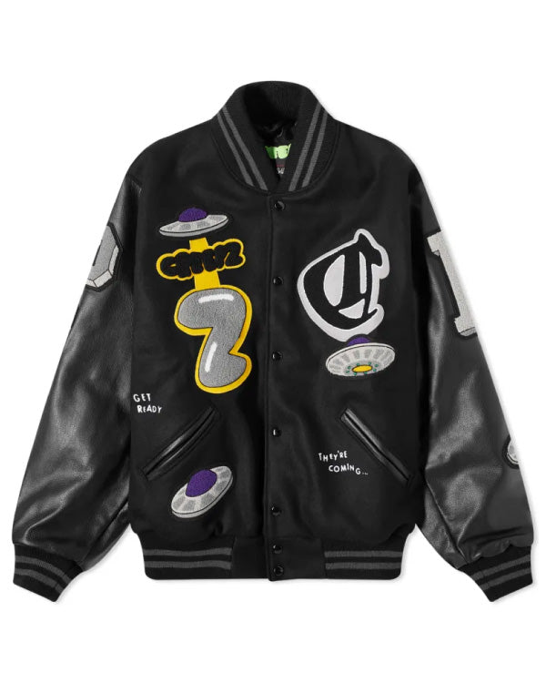 Creepz Invasion Leather Melton Varsity Jacket