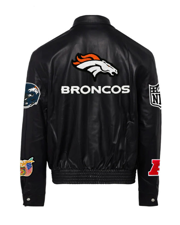 Denver Broncos Full Black Leather Jacket