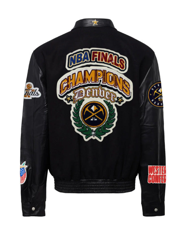 Denver Nuggets NBA Championship Black Wool & Leather Jacket