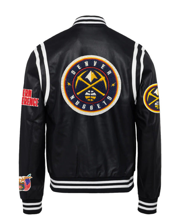 Denver Nuggets Vegan Black/White Leather Jacket