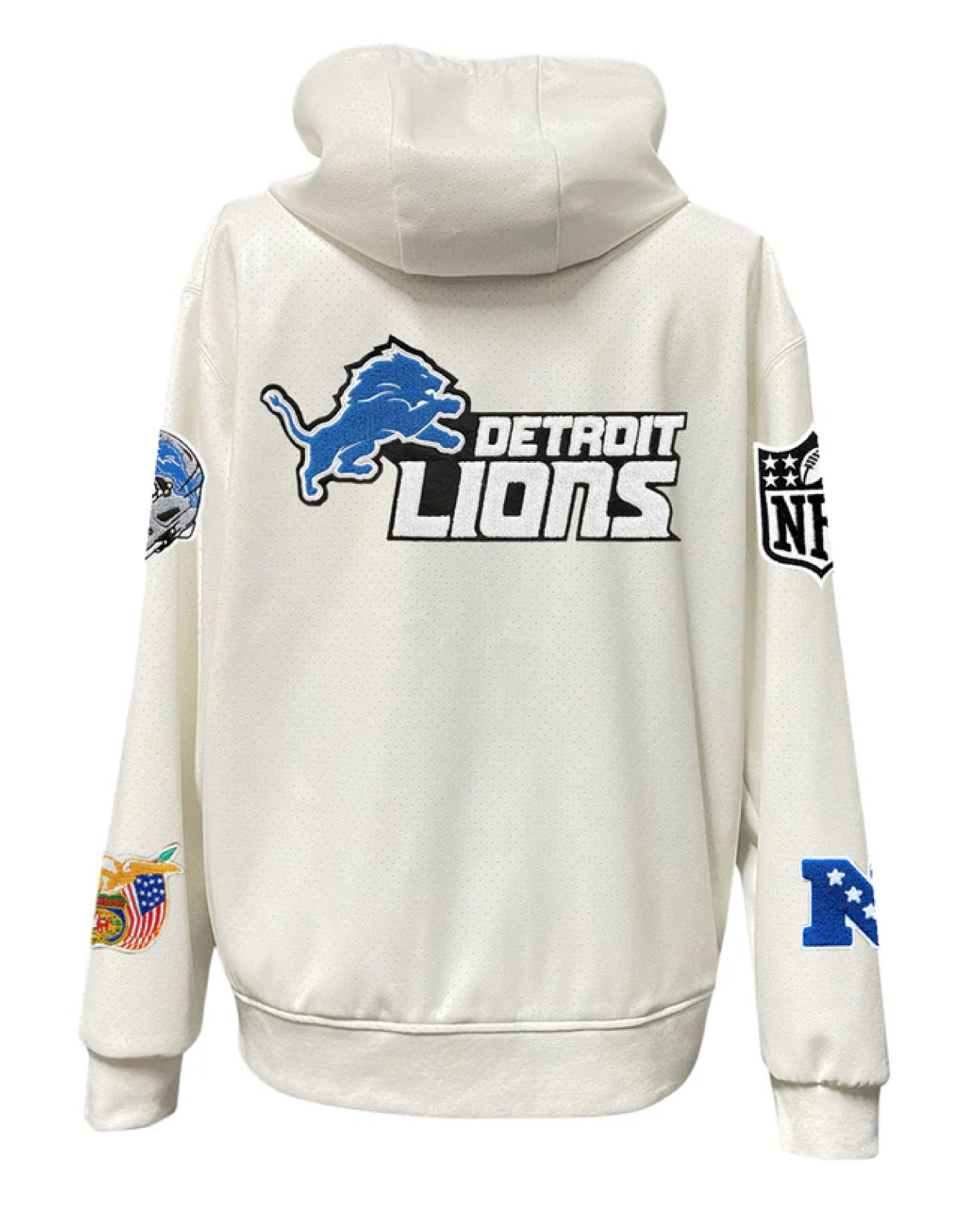 Detroit Lions Lightweight White Vegan Zip-up Hooded Jacket