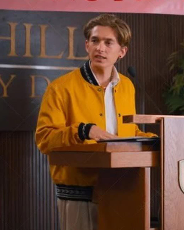 Do Revenge 2022 Austin Abrams Yellow Varsity Jacket