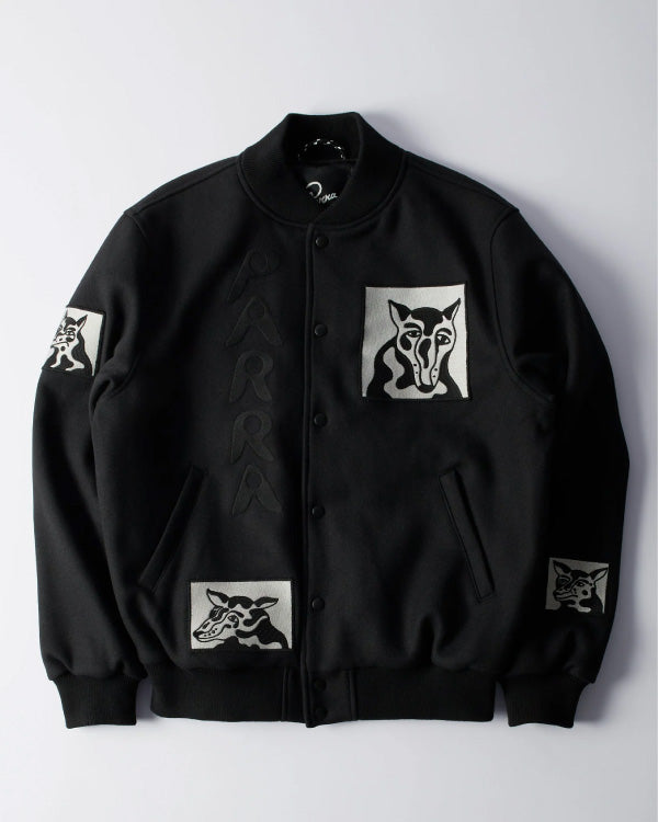 Dog faced varsity jacket Black