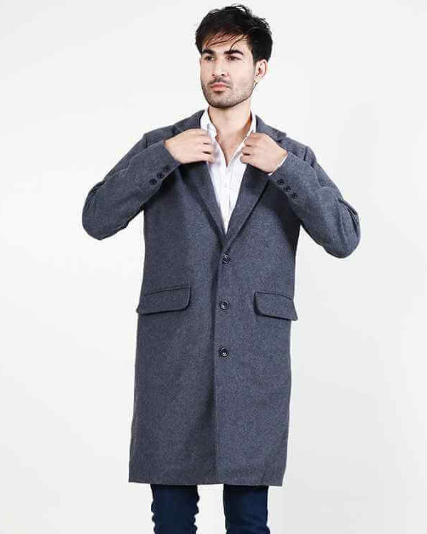 Drake Grey Wool Single Breasted Coat