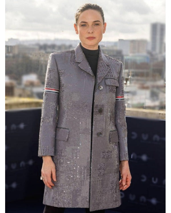 Dune Part Two 2024 Rebecca Ferguson Grey Sequin Coat