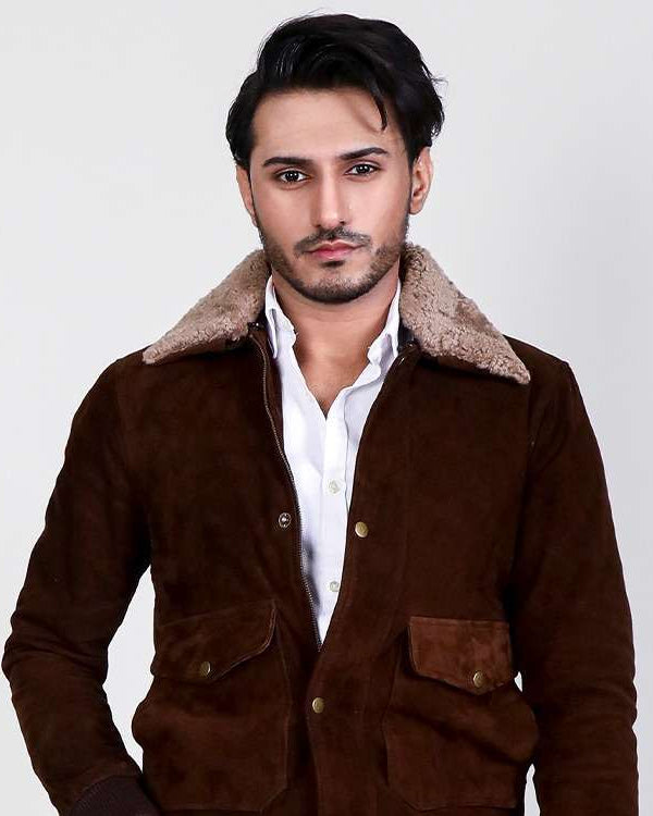 Eaton Brown Suede Bomber Jacket