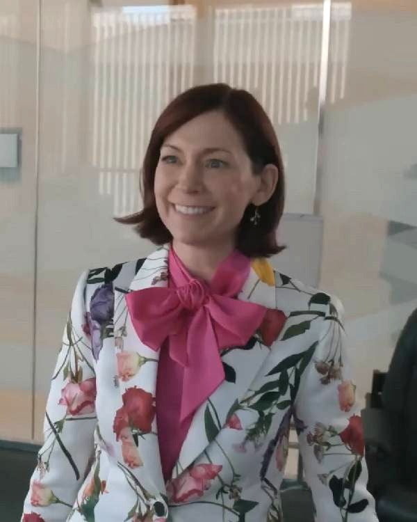 Elsbeth TV Series Carrie Preston White Floral Blazer