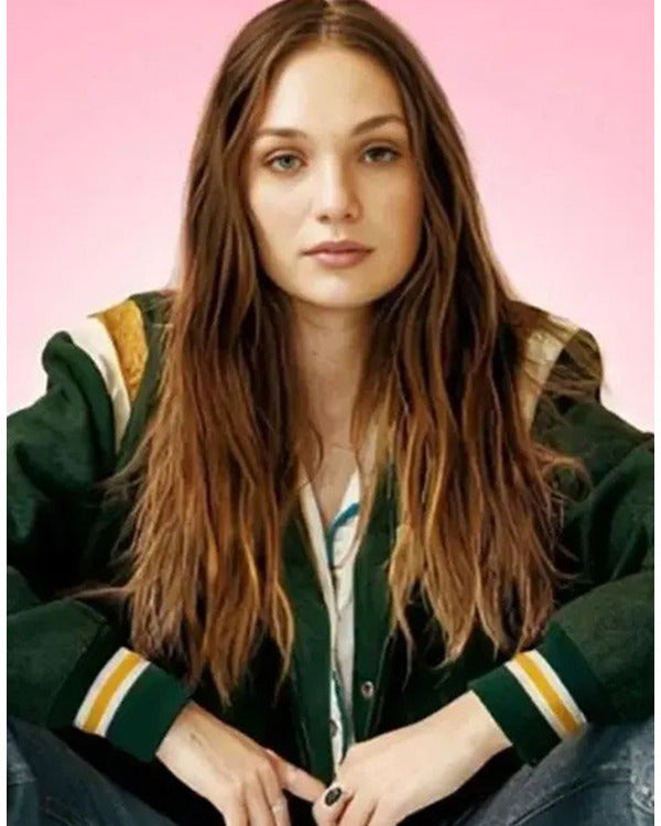 Fitting In 2024 Maddie Ziegler Green Varsity Jacket