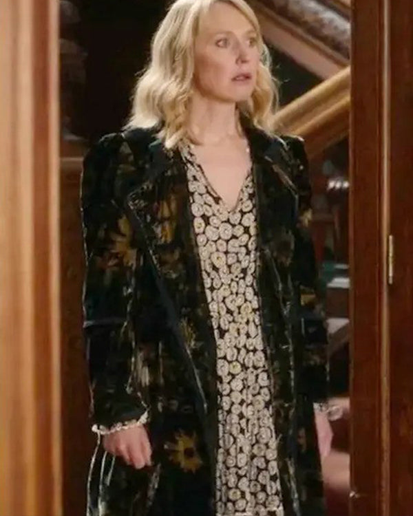 Fool Me Once 2024 Hattie Morahan Floral Velvet Coat