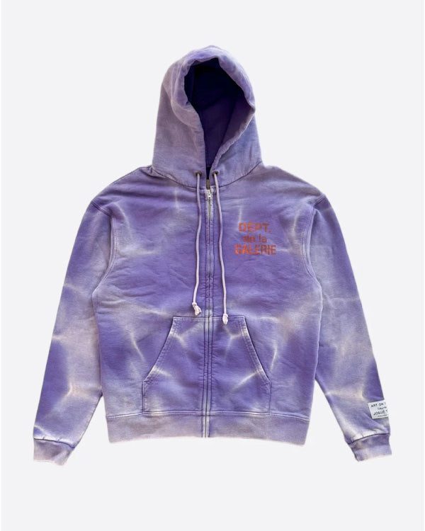 Gallery Dept Purple Sun Faded French Logo Zip Up Hoodie